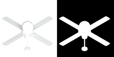3D rendering illustration of a ceiling fan