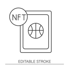 Card line icon. Sport artwork on the nft platform. NFT concept. Isolated vector illustration.Editable stroke