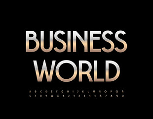 Vector modern Sign Business Trendy Bright Font. Metallic Alphabet Letters and Numbers set