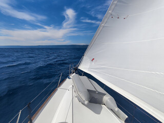 Obraz premium Sails of a sailing boat, yacht on the Mediterranean sea