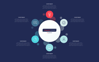Six option circle infographic design template. Vector illustration