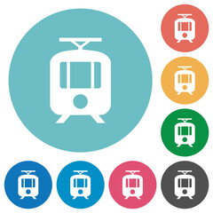 Tram flat round icons