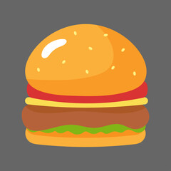 Cartoon burger vector isolated illustration. Use in the menu, in the shop, in the bar, the card or stickers, icons, printing on the pack, printing on clothes.