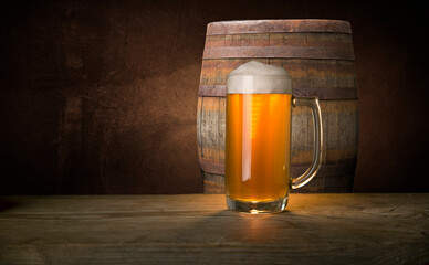 Wooden barrel for wine with steel ring. Clipping path included.