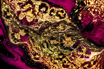 FUCHSIA. Art painting, geode artist work of art. Very beautiful purple swirl pattern. Luxury art in Eastern style. Artistic design. Painter uses vibrant paints to create these magic art, with addition