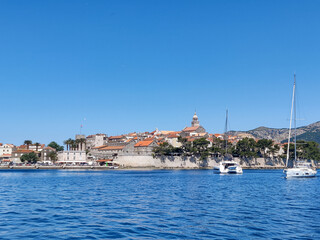 Naklejka premium Korcula town, historic Croatian island in Mediterranean sea, Croatia