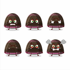 Chocolate jelly gummy candy cartoon character with various angry expressions