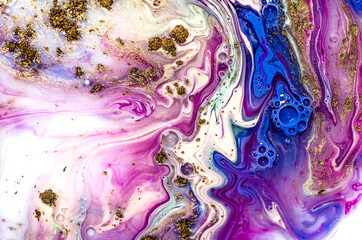 FUCHSIA. Art painting, geode artist work of art. Very beautiful purple swirl pattern. Luxury art in Eastern style. Artistic design. Painter uses vibrant paints to create these magic art, with addition