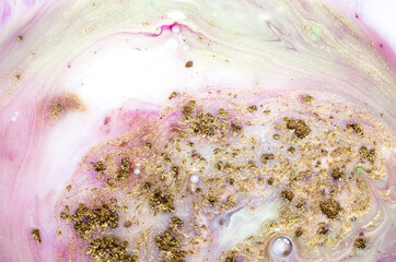 Fototapeta premium FUCHSIA. Art painting, geode artist work of art. Very beautiful purple swirl pattern. Luxury art in Eastern style. Artistic design. Painter uses vibrant paints to create these magic art, with addition