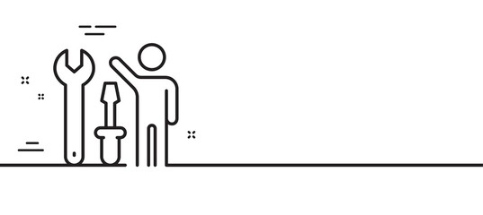 Spanner tool line icon. Repairman service sign. Fix instruments symbol. Minimal line illustration background. Repairman line icon pattern banner. White web template concept. Vector