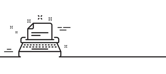 Naklejka premium Typewriter line icon. Documentation sign. Minimal line illustration background. Typewriter line icon pattern banner. White web template concept. Vector