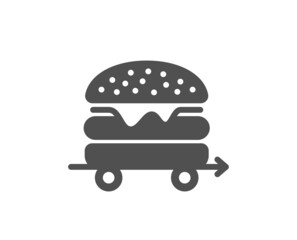 Food delivery icon. Cheeseburger meal sign. Catering service symbol. Classic flat style. Quality design element. Simple food delivery icon. Vector