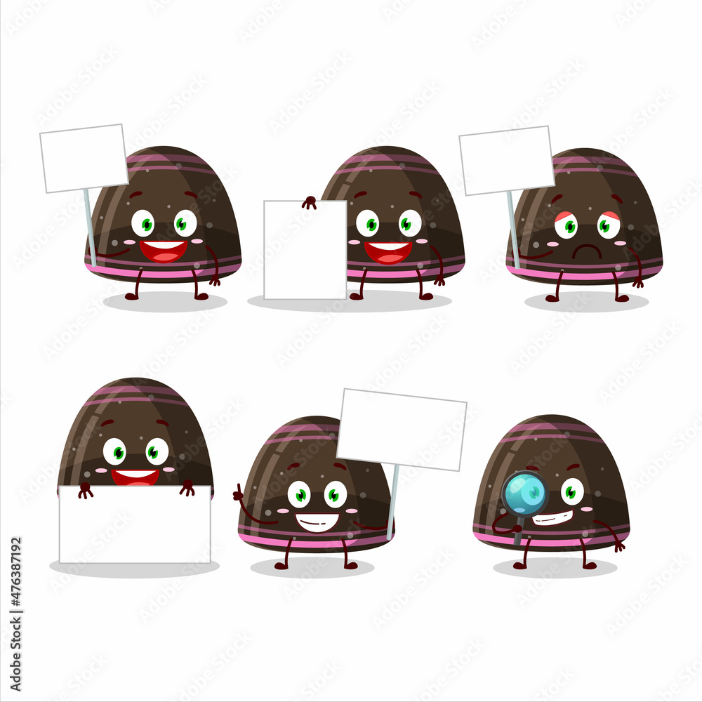 Wall mural Chocolate jelly gummy candy cartoon character bring information board