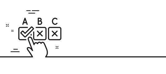 Correct checkbox line icon. Select answer sign. Business test symbol. Minimal line illustration background. Correct checkbox line icon pattern banner. White web template concept. Vector
