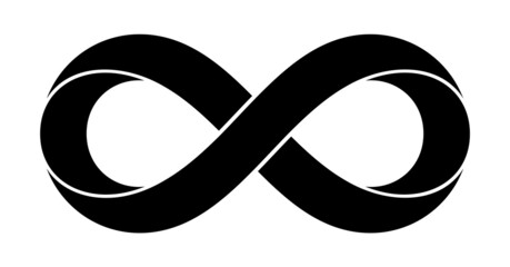 Infinity sign made with moebius strip. Stylized eternity symbol. Tattoo flat design illustration. - 476387537