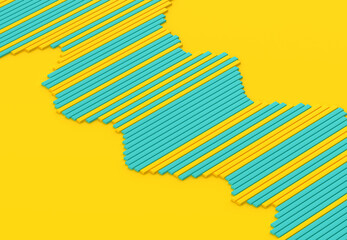 3D Striped Shape Backgrounds - Yellow And Turquoise