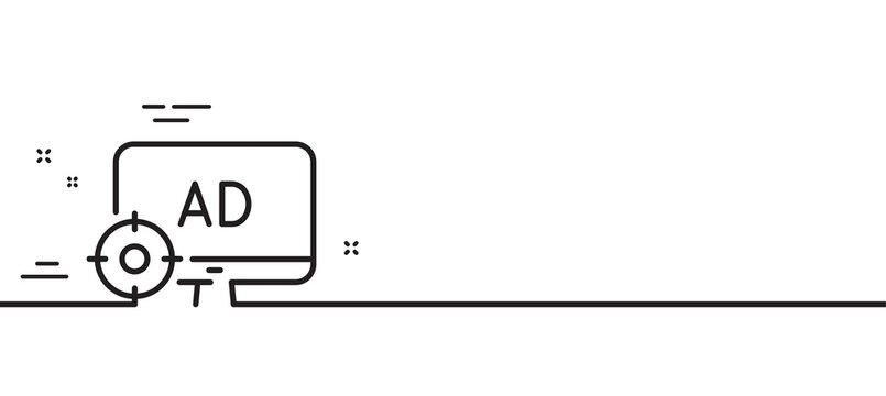 Seo adblock line icon. Search engine optimization sign. Target symbol. Minimal line illustration background. Seo adblock line icon pattern banner. White web template concept. Vector