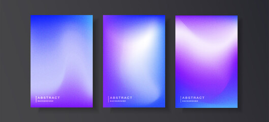 Set of colorful blurred grainy gradient background.	
