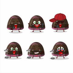 A Cute Cartoon design concept of chocolate jelly gummy candy singing a famous song
