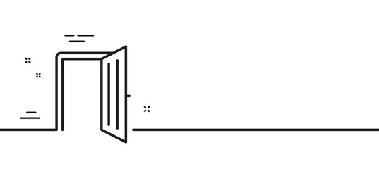 Open door line icon. Entrance doorway sign. Building entry symbol. Minimal line illustration background. Open door line icon pattern banner. White web template concept. Vector