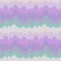 Seamless waves pattern with cartoon clouds for wallpaper and fabrics and packaging and linens and kids