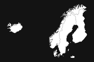 Map of Scandinavia on Black Background