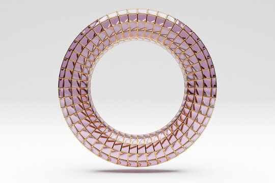 3D illustaration of a pink torus. Fantastic cell.Simple geometric shapes