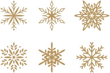 Goldene frostige abstrakte Schneeflocken Symbol set auf einem weissen Hintergrund.
Gold Schneeflocken Icons als Vektor.