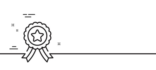 Winner ribbon line icon. Award medal sign. Best achievement symbol. Minimal line illustration background. Winner ribbon line icon pattern banner. White web template concept. Vector