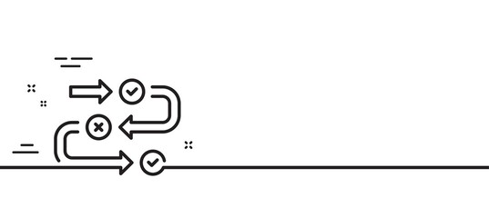 Survey progress line icon. Quiz algorithm sign. Business interview symbol. Minimal line illustration background. Survey progress line icon pattern banner. White web template concept. Vector