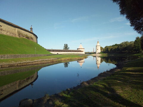 View Of The Pskov Kremlin And The Velikaya Rive