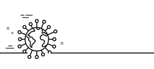 Coronavirus pandemic line icon. Covid-19 global virus sign. Corona virus symbol. Minimal line illustration background. Coronavirus line icon pattern banner. White web template concept. Vector