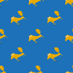 Seamless pattern with funny foxes 