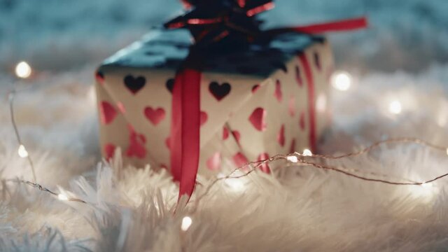 Scatole regalo per la festa degli innamorati di san Valentino su tappeto bianco