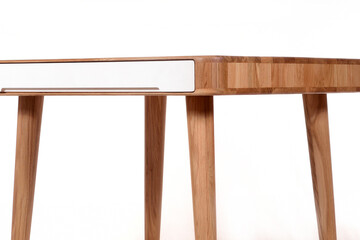 detail of wooden table isolated on white