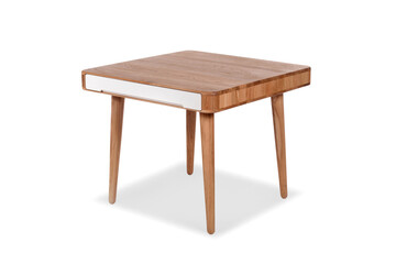 oak table on white bakground