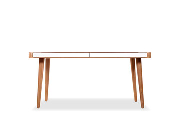 oak table on white bakground