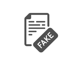 Fake news icon. Propaganda conspiracy document sign. Wrong truth symbol. Classic flat style. Quality design element. Simple fake news icon. Vector