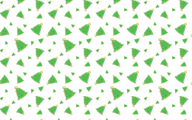 seamless pattern on white background green christmas tree