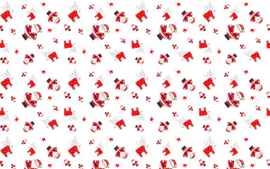 christmas seamless pattern santa claus and reindeer red color