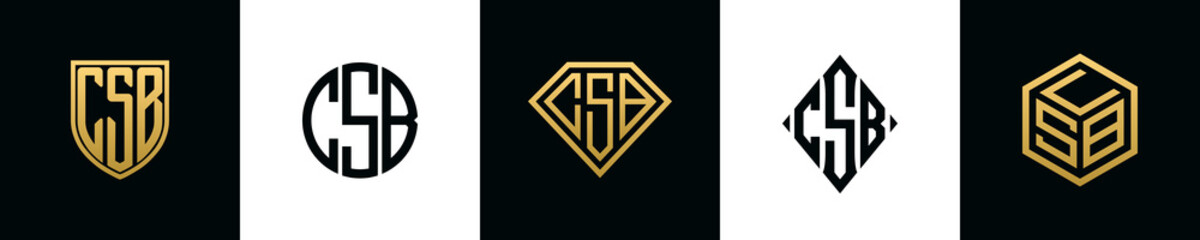 Initial letters CSB logo designs Bundle - obrazy, fototapety, plakaty
