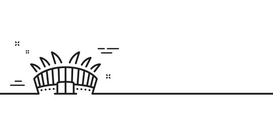 Arena stadium line icon. Sport complex sign. Championship building symbol. Minimal line illustration background. Arena stadium line icon pattern banner. White web template concept. Vector