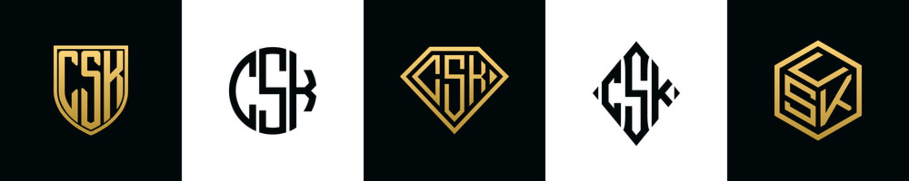 Initial letters CSK logo designs Bundle