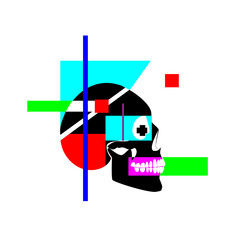 Abstract Skull icon, modern art, colorful background vector illustration 