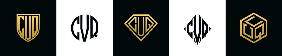 Initial letters CVQ logo designs Bundle