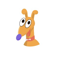 Happy dog head hand drawn illustration.