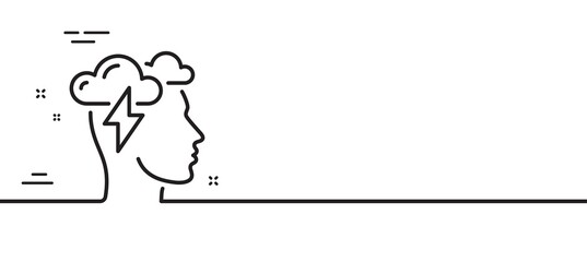 Mindfulness line icon. Psychology sign. Cloud storm symbol. Minimal line illustration background. Mindfulness stress line icon pattern banner. White web template concept. Vector