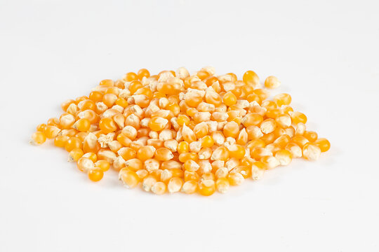 Raw corn seeds isolated on white background