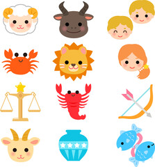 12星座のデフォルメイラスト