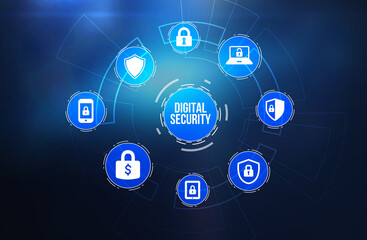 Internet, business, Technology and network concept. Cyber security data protection business technology privacy concept. 3d illustration